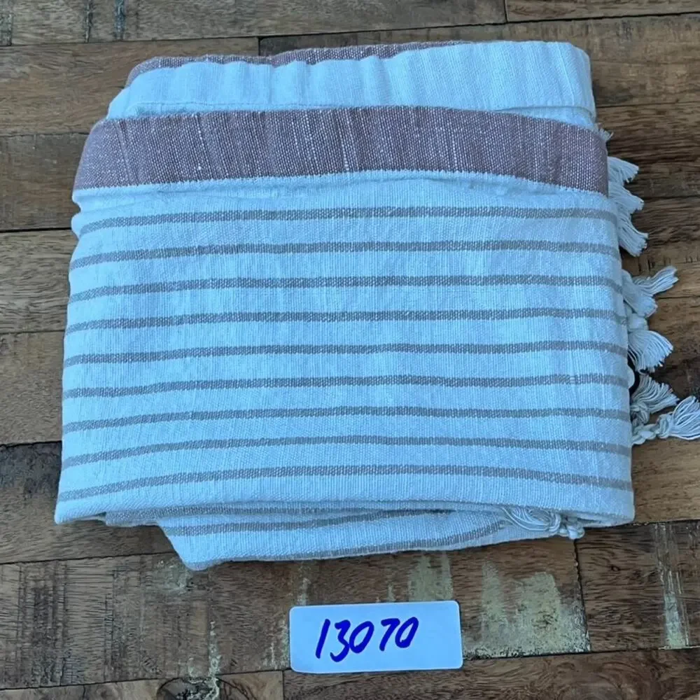 Hearth & Hand Magnolia Striped Twisted Fringe Table Runner Linen Blend 13” x 65”